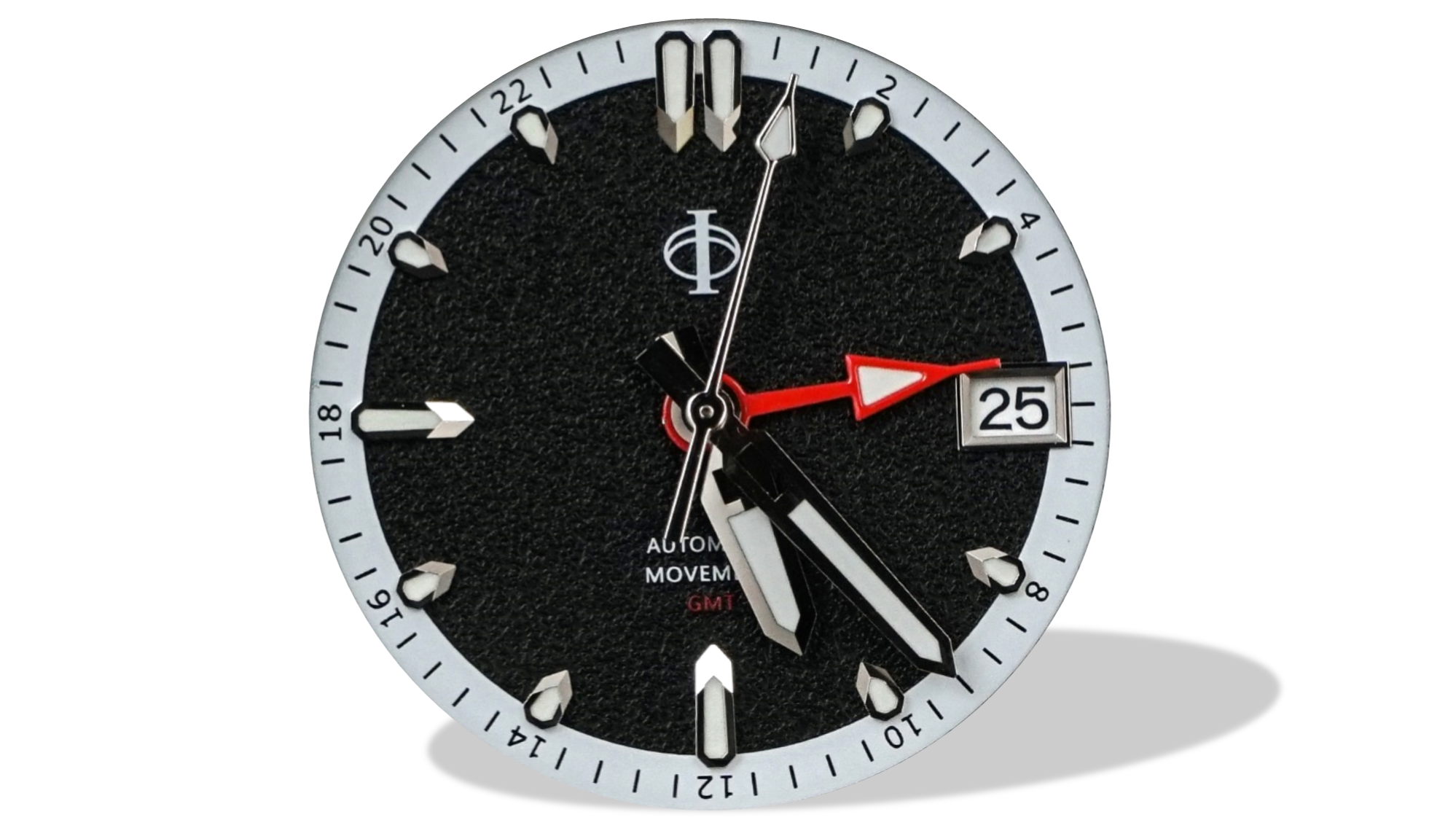 Voyager GMT Dial (Black with White Chapter Ring - Embossed) - 28.5mm - NH-34