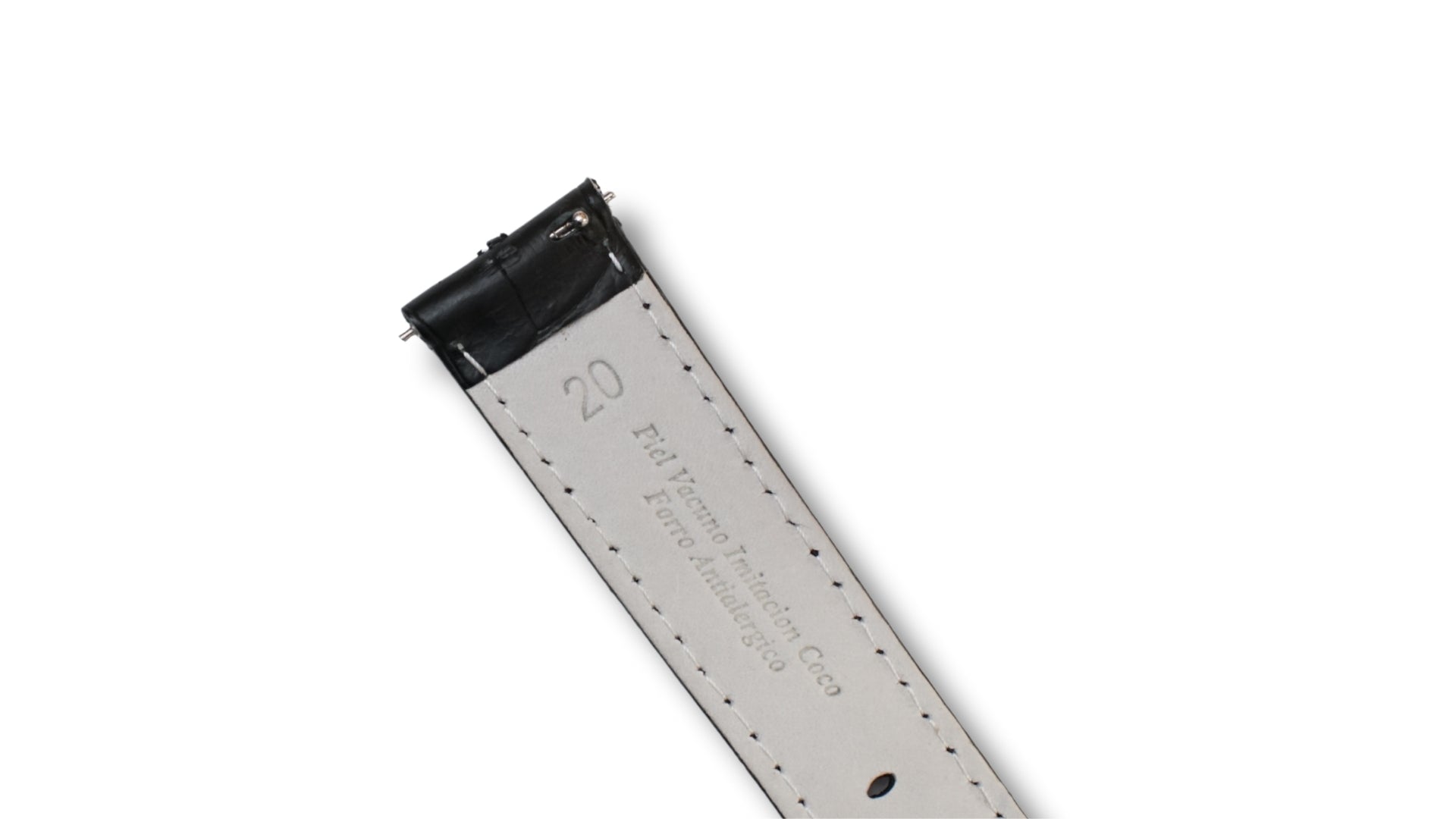 Italian Leather strap - black croc style leather - 20mm