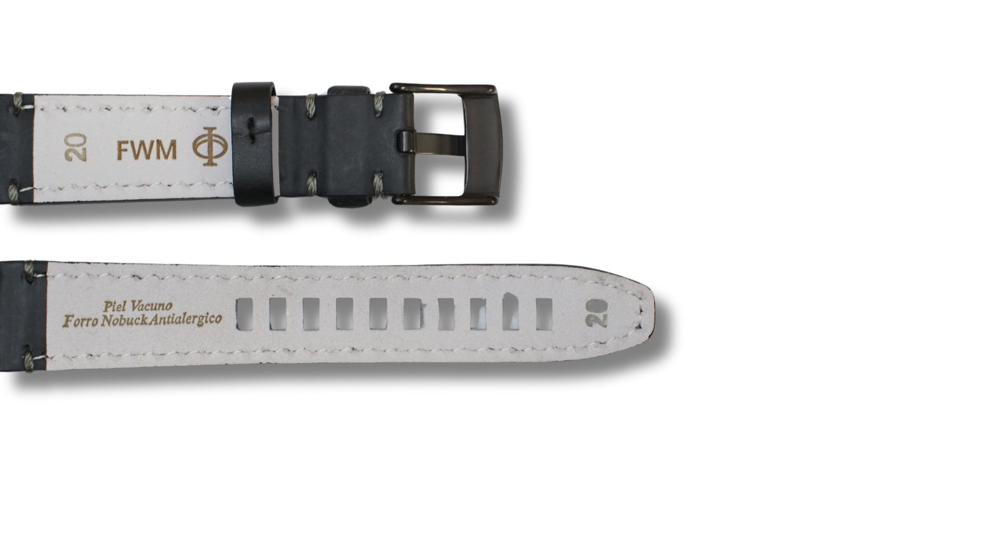 Italian Leather strap - black waxxed leather - 20mm