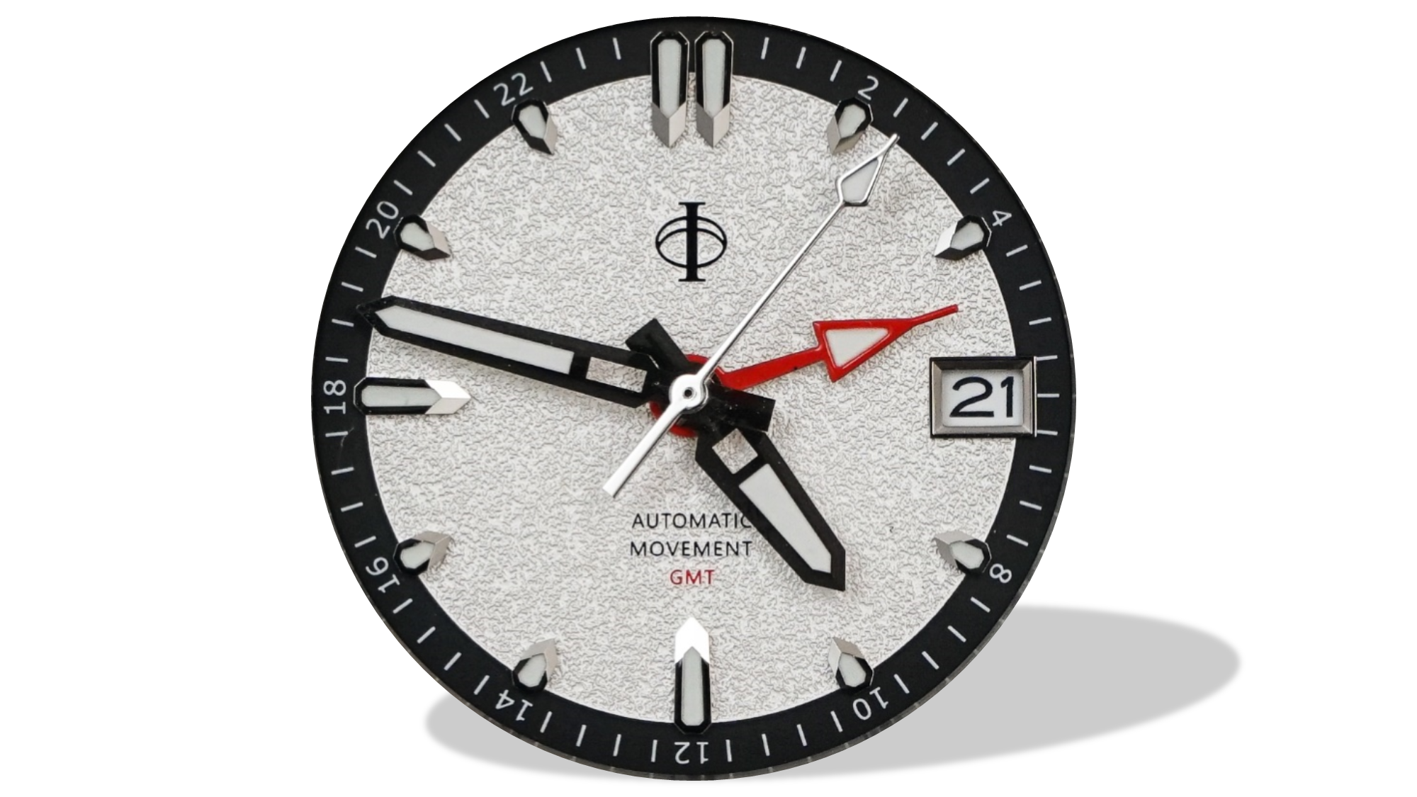 Voyager GMT Dial (White with Black Chapter Ring - Embossed) - 28.5mm - NH-34