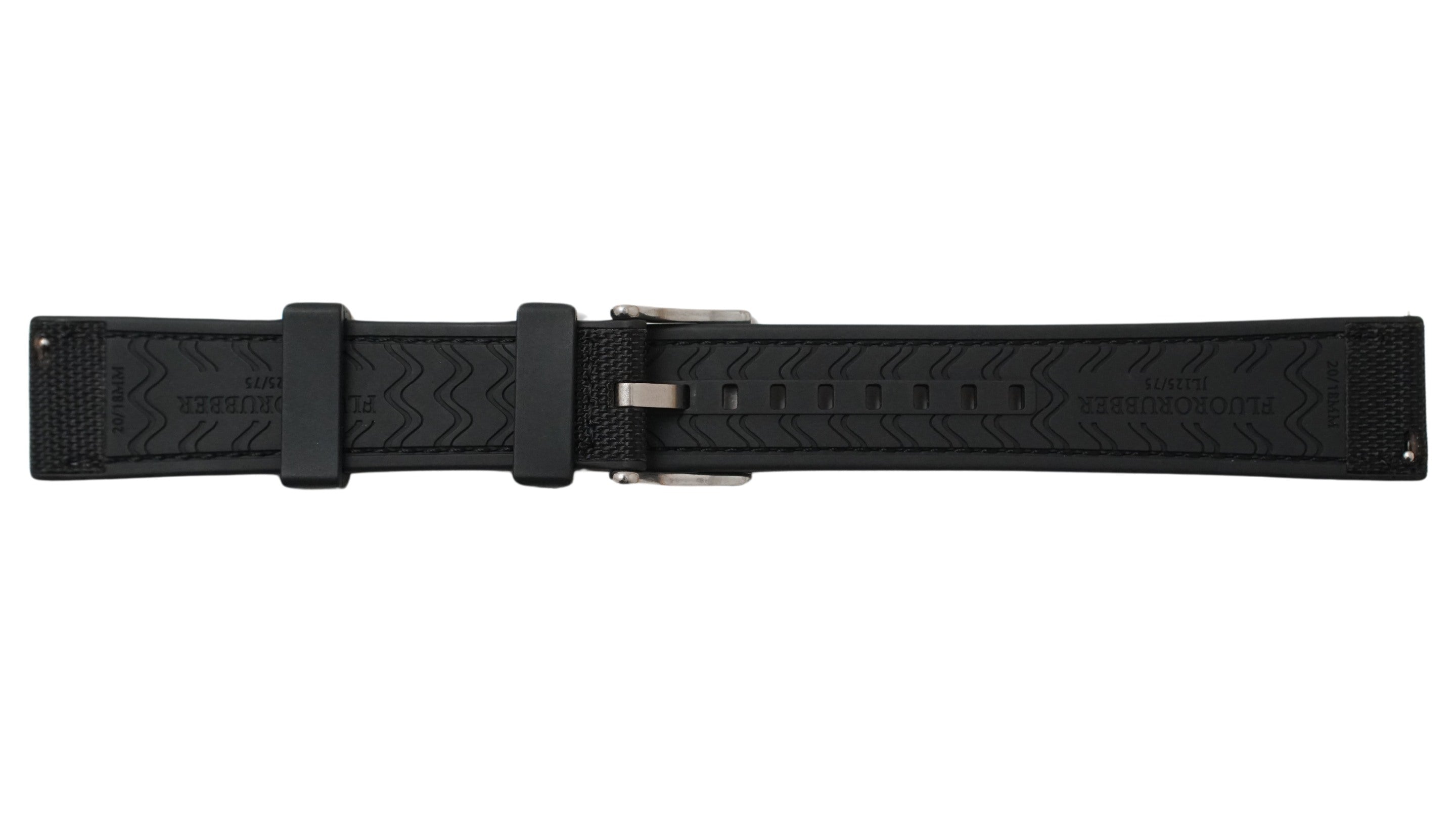 FKM Sailcloth Hybrid strap - black - silver buckle - 20mm