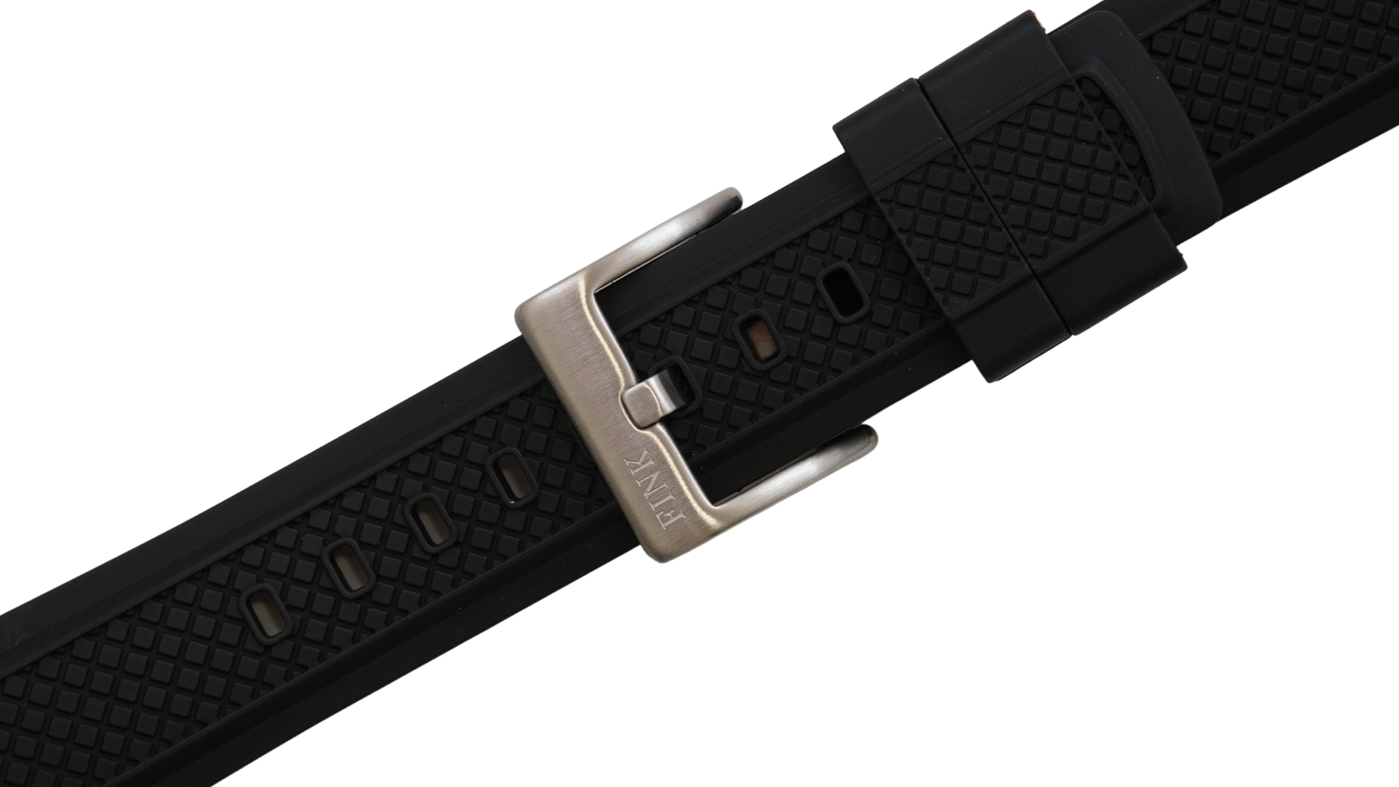 FKM embossed rubber strap black silver buckle 20mm