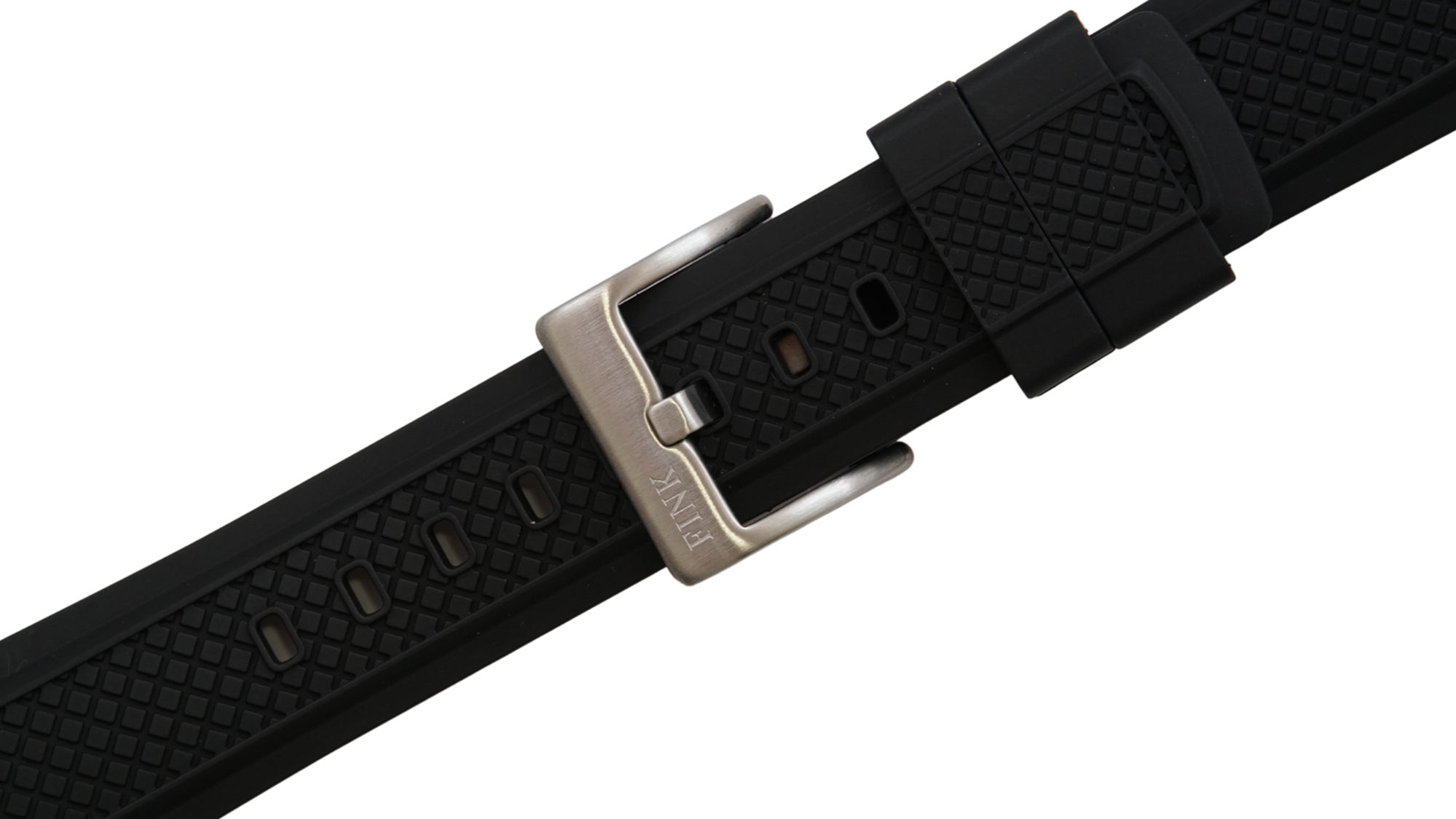 FKM embossed rubber strap - black - silver buckle - 20mm