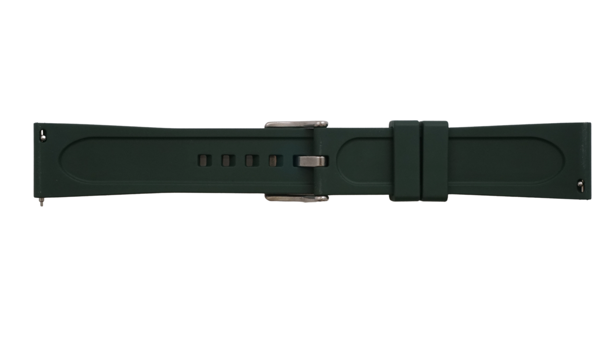FKM rubber strap - Green - silver buckle - 20mm
